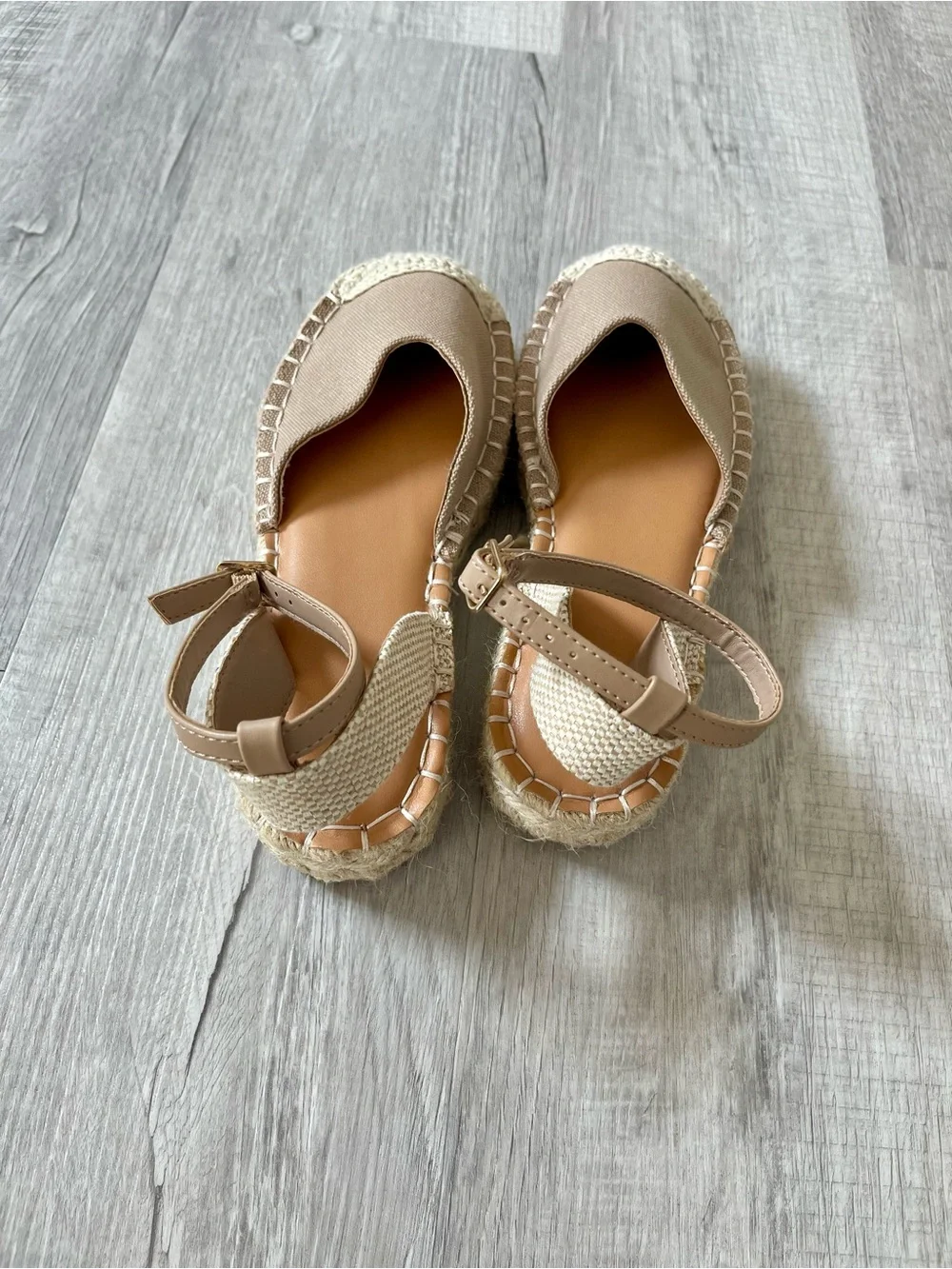 Women’s Tan Espadrille Ankle-Strap Flats